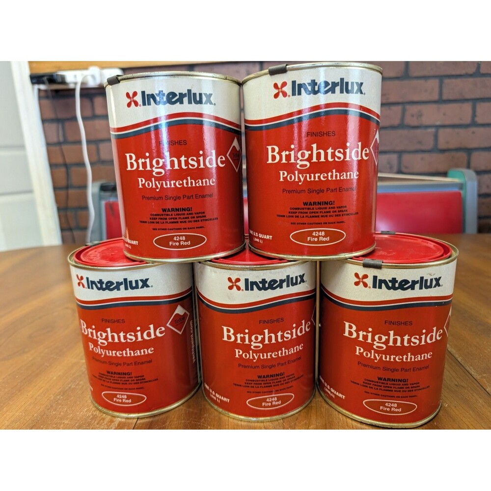 5x Lot 1 QT Interlux 4248 Brightside Polyurethane Single Part Enamel Fire Red